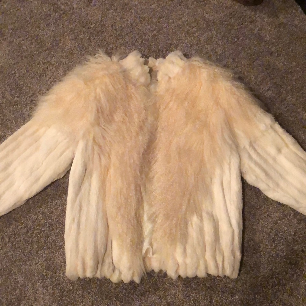 VINTAGE White Rabbit Fur Coat